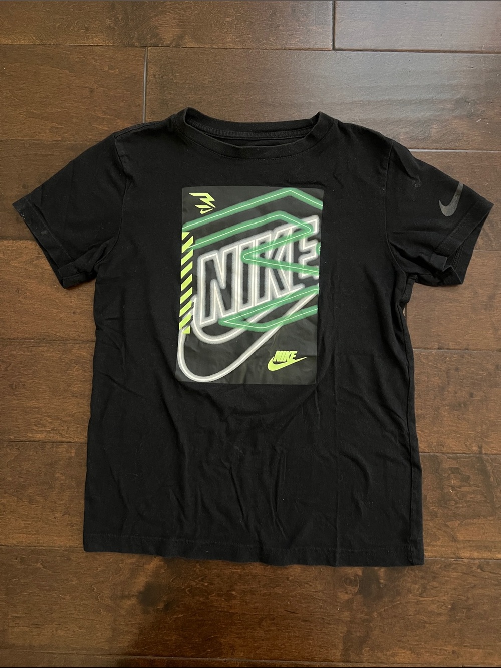 Nike Black Short-Sleeve Tee with Neon Green Graphic